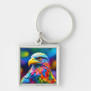 Rainbow Coloured Bald Eagle-65456 Key Ring