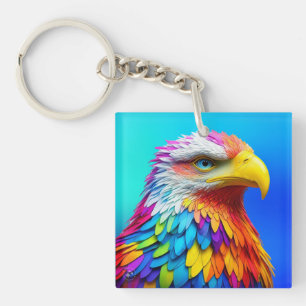 Rainbow Coloured Bald Eagle-65456 Key Ring