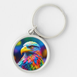 Rainbow Coloured Bald Eagle-65456 Key Ring