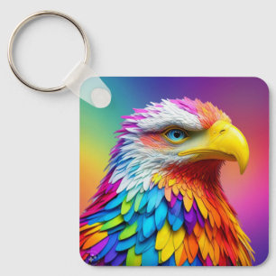 Rainbow Coloured Bald Eagle-65456 Key Ring