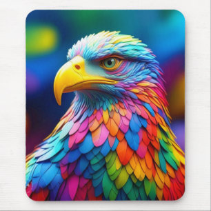 Rainbow Coloured Bald Eagle-65456 Mouse Mat