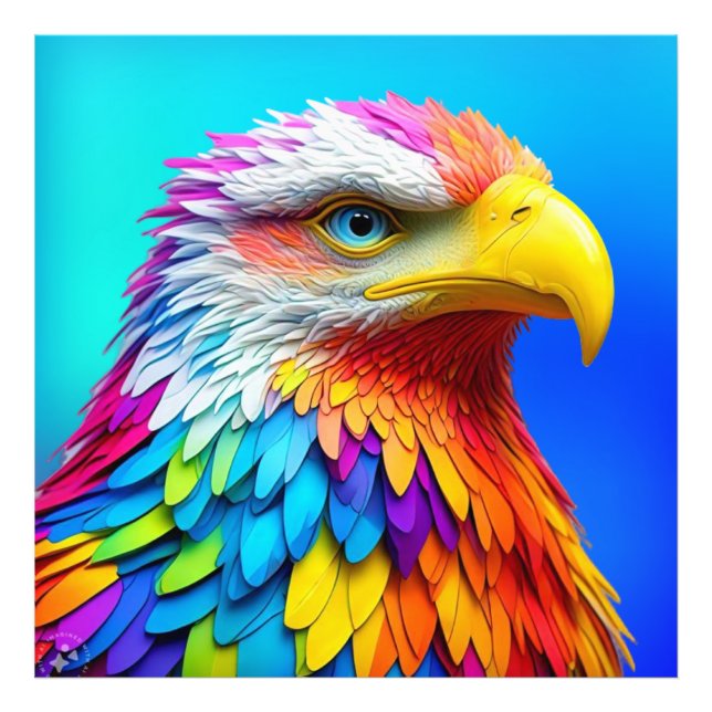 Rainbow Coloured Bald Eagle-65456 Photo Print (Front)
