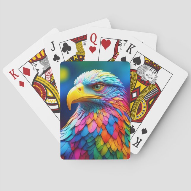 Rainbow Coloured Bald Eagle-65456 Playing Cards (Back)