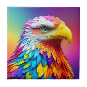 Rainbow Coloured Bald Eagle-65456 Tile
