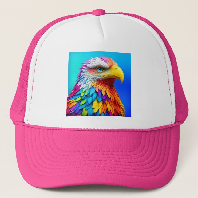Rainbow Coloured Bald Eagle-65456 Trucker Hat (Front)