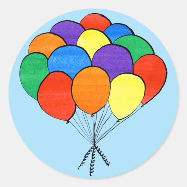 Rainbow Coloured Balloons Illustration stickers (Front)