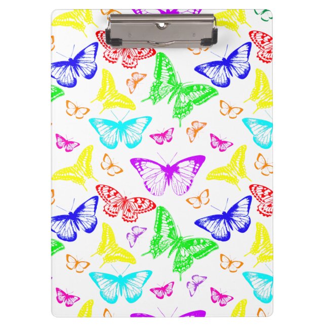Rainbow Coloured Butterflies Flying Clipboard (Front)