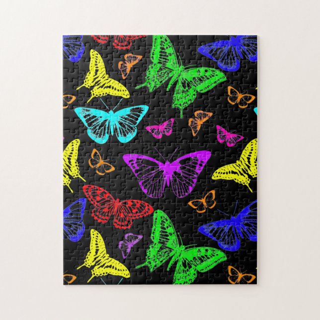 Rainbow Coloured Butterflies Flying Jigsaw Puzzle (Vertical)