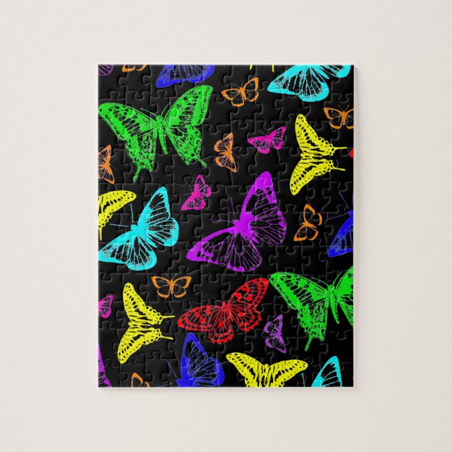 Rainbow Coloured Butterflies Flying Jigsaw Puzzle (Vertical)