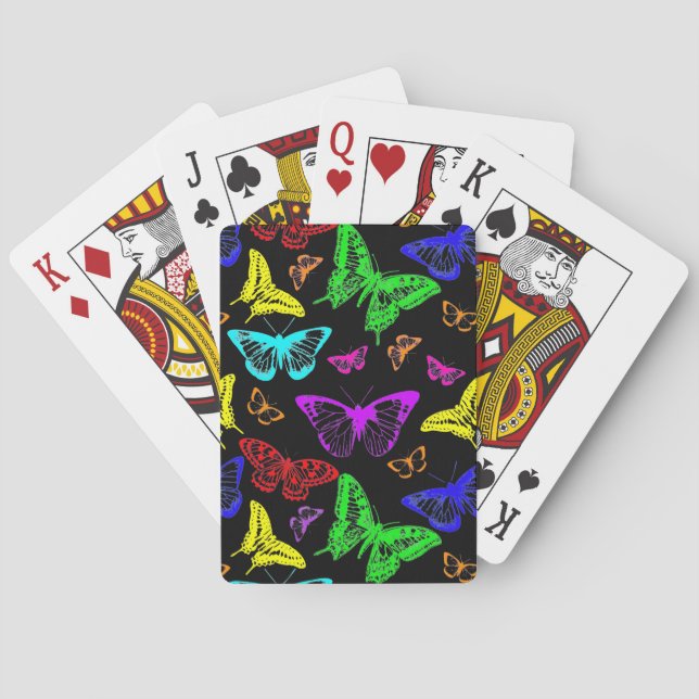 Rainbow Coloured Butterflies Flying Playing Cards (Back)