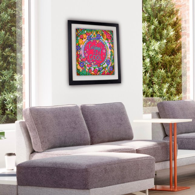 Rainbow Coloured ”Caring is Cool” Teacher School  Poster (Creator Uploaded)