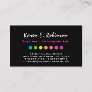 Rainbow Coloured Chic Interior Decorator Designer Business Card