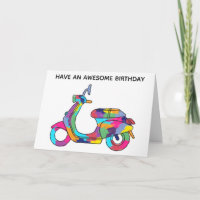 Rainbow Coloured Electric Motor Scooter Birthday