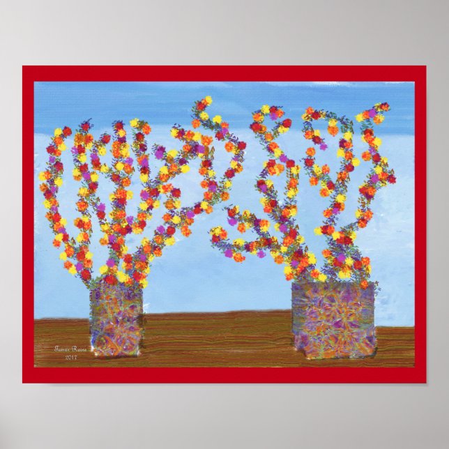 Rainbow coloured flowers poster (Front)