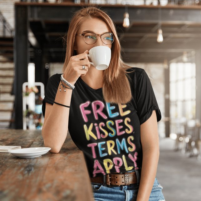 Rainbow-Coloured Free Kisses Terms Apply T-Shirt (Creator Uploaded)