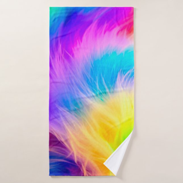Rainbow Coloured Fur Design-75293 Bath Towel (Bath Towel)