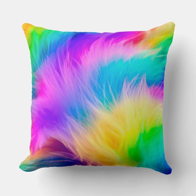 Rainbow Coloured Fur Design-75293 Cushion (Front)