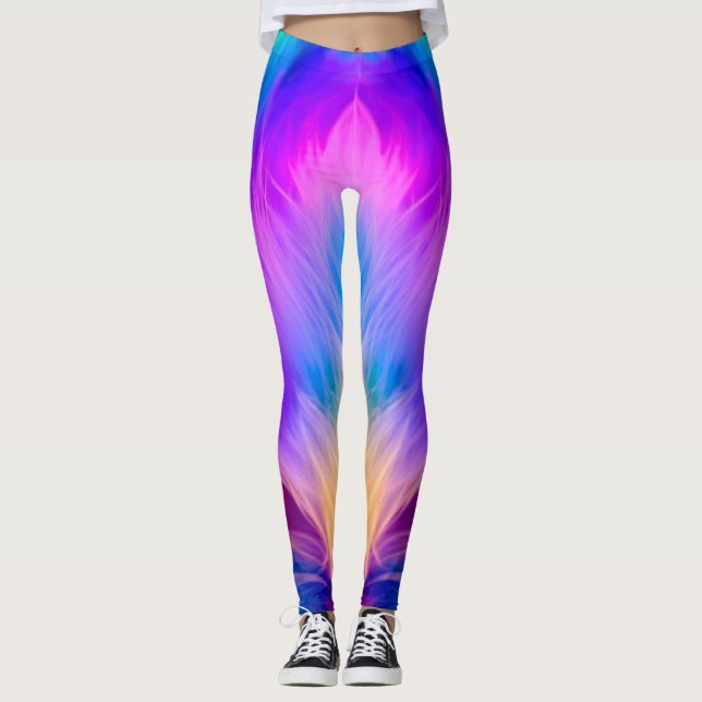 Rainbow Coloured Fur Design-75293 Leggings (Front)