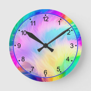 Rainbow Coloured Fur Design-75293 Round Clock