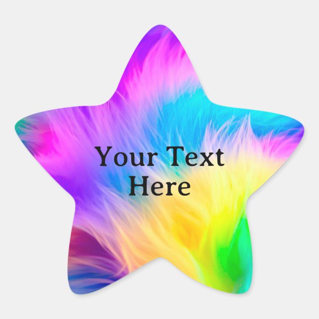 Rainbow Coloured Fur Design-75293 Star Sticker (Front)