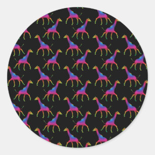 Rainbow Coloured Giraffe Classic Round Sticker