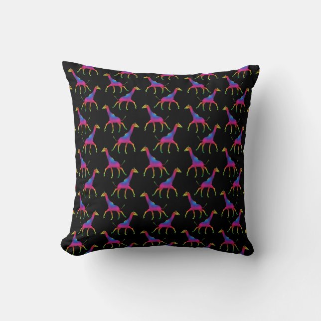 Rainbow Coloured Giraffe Cushion (Front)