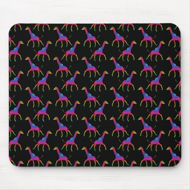 Rainbow Coloured Giraffe Mouse Mat (Front)