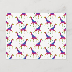 Rainbow Coloured Giraffe Postcard