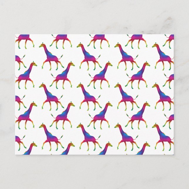 Rainbow Coloured Giraffe Postcard (Front)