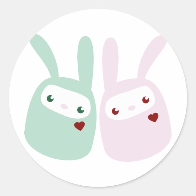 Rainbow Coloured Gumdrop Bunnies Classic Round Sticker (Front)