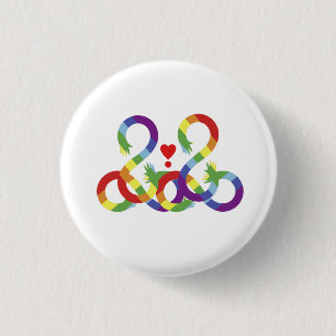 Rainbow, coloured hands. Button