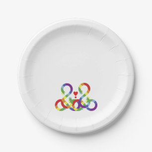 Rainbow, coloured hands paper plate