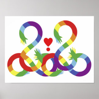 Rainbow, coloured hands poster