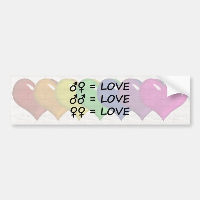Rainbow Coloured Hearts Bumper Sticker (Front)