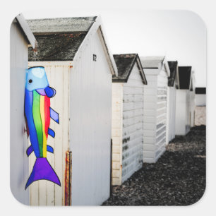 Rainbow Coloured Kite Square Sticker