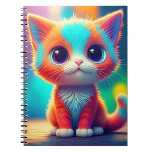 Rainbow Coloured Kitten Cartoon  Notebook