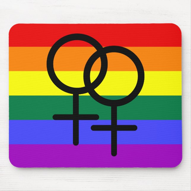 Rainbow Coloured Lesbian Pride Flag Mouse Mat (Front)