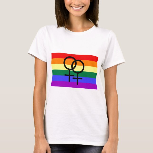 Rainbow Coloured Lesbian Pride Flag T-Shirt (Front)