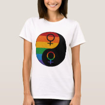 Rainbow Coloured Lesbian Pride Yin and Yang