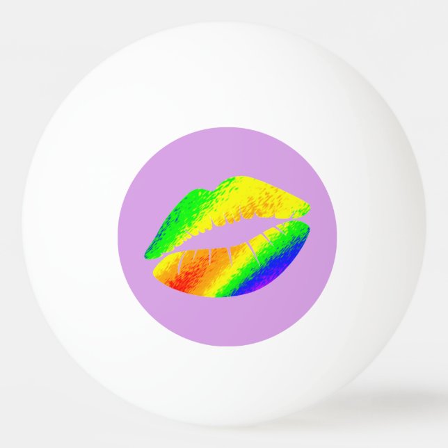 Rainbow Coloured Lips Ping Pong Ball (Front)