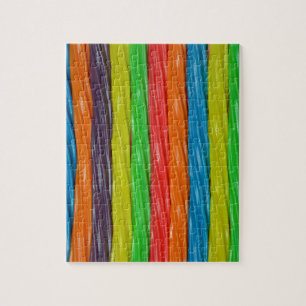 Rainbow coloured liquorice candy jigsaw puzzle