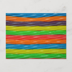 Rainbow coloured liquorice candy postcard