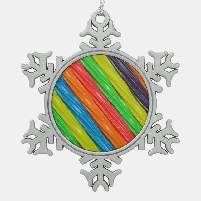 Rainbow coloured liquorice christmas ornament (Front)