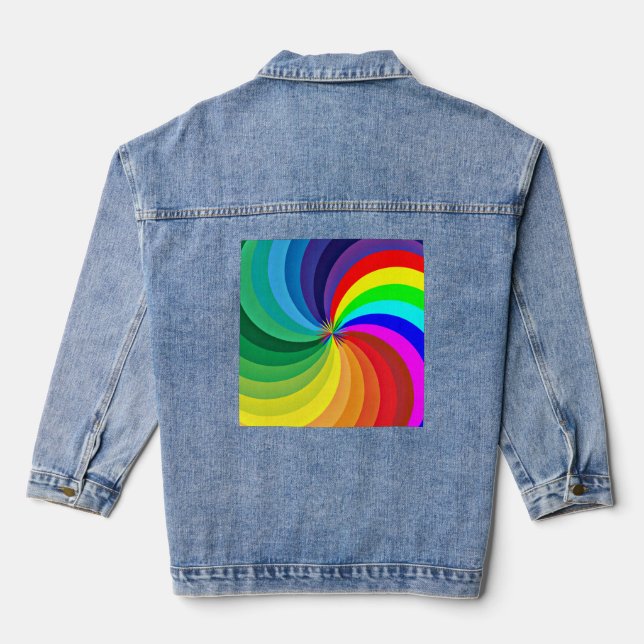 Rainbow Coloured Mandala-46556 Denim Jacket (Back)