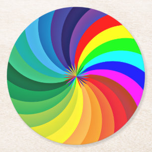 Rainbow Coloured Mandala-46556 Round Paper Coaster