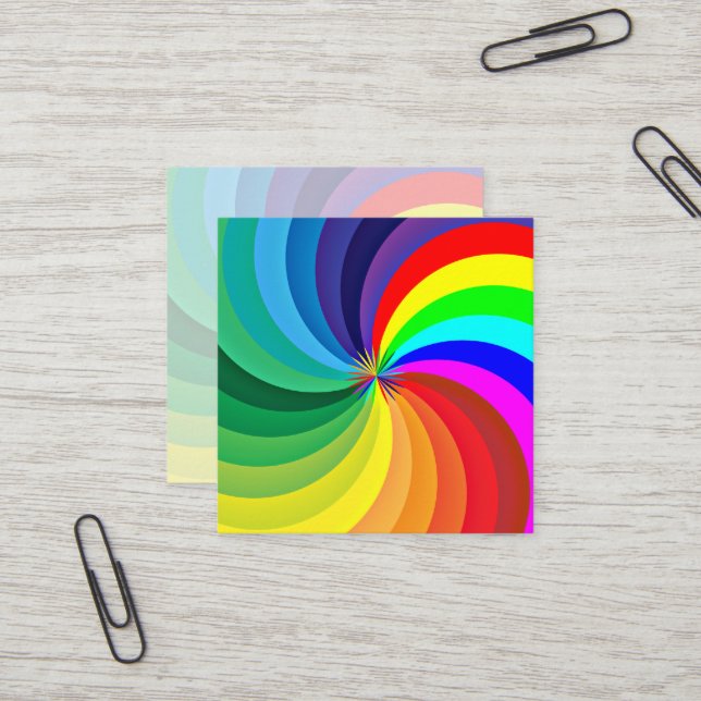 Rainbow Coloured Mandala-46556 Square Business Card (Front/Back In Situ)