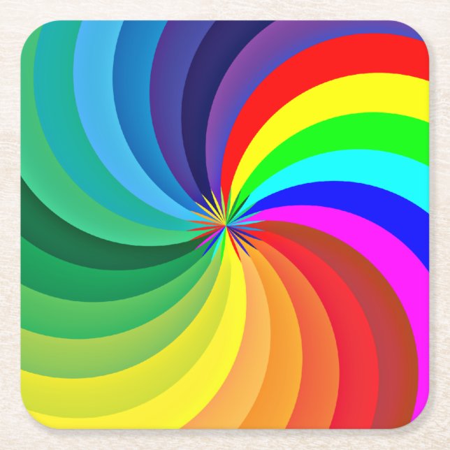 Rainbow Coloured Mandala-46556 Square Paper Coaster (Front)