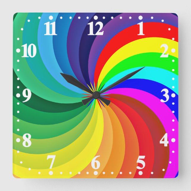 Rainbow Coloured Mandala-46556 Square Wall Clock (Front)