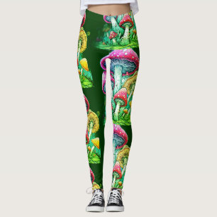 Rainbow Coloured Mushrooms on Customised Modern Leggings