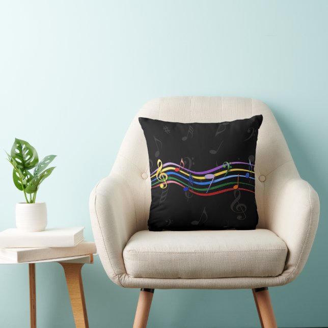 Rainbow Coloured Music Notes Cushion (Chair)